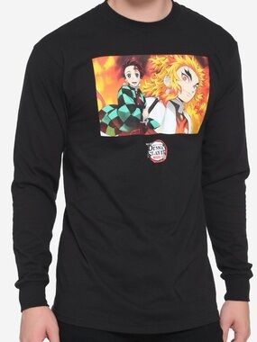 Demon Slayer Shirt  Men Medium Long Sleeve Movie Mugen Train Box T-shirt Anime